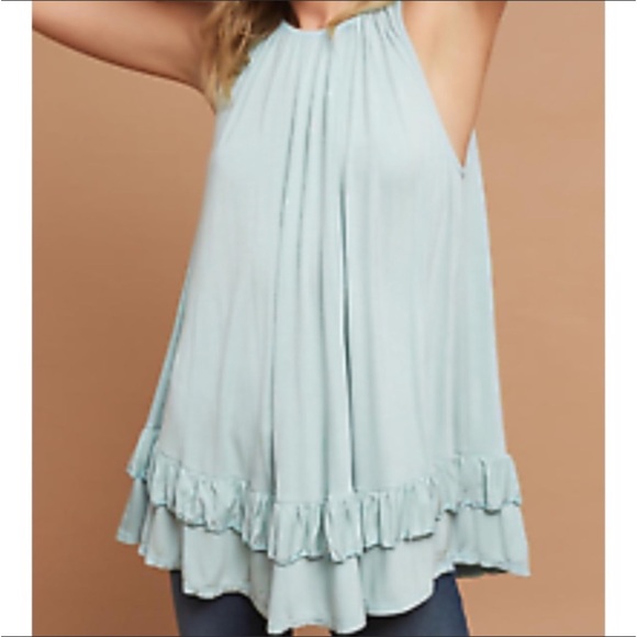 EUC Anthropologie eri & ali Ruffled Swing Top - Picture 2 of 5